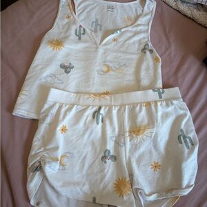 Hollister Cream Two-Piece Desert Print Pajama Set with Yellow & Sage Accents